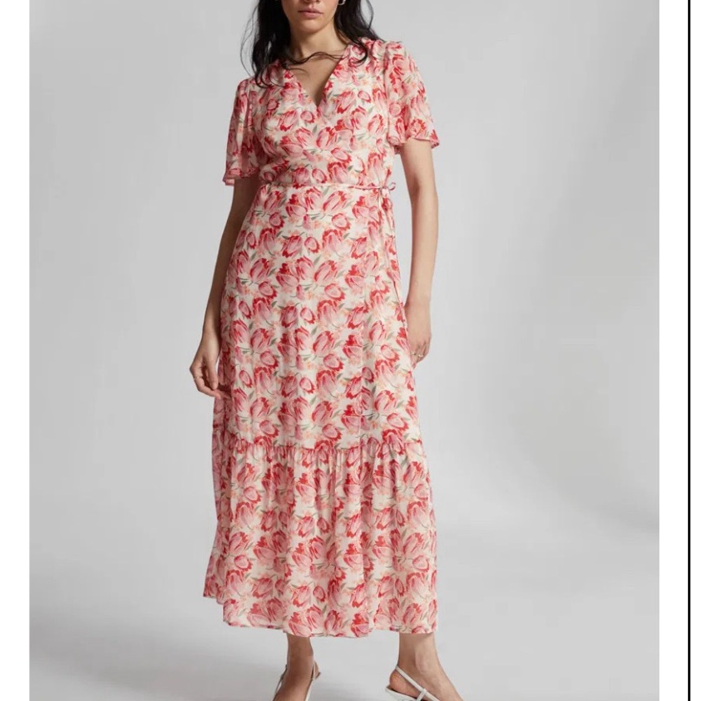 & Other Stories Pink Flutter Sleeve Maxi Dress